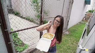 Korean Spinner Lulu Chu Fucked for Money and Food in a Moving Van
