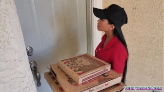 Two Horny Teens Ordered Some Pizza And Fucked This Hot Oriental Delivery Girl.