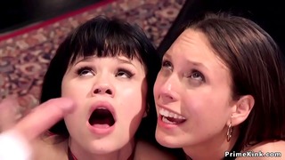 Asian And Brunette Fuck In Bondage Ffm
